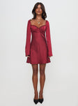 Moniz Long Sleeve Mini Dress Burgundy