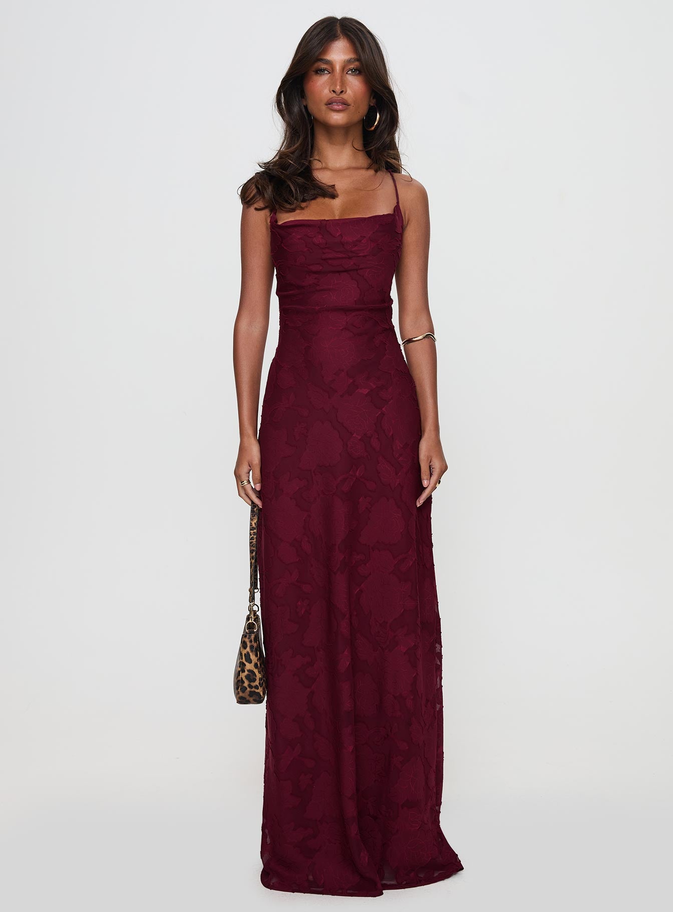 Celena Maxi Dress | Burgundy Burnout | Womens | Princess Polly Celena Maxi Dress | Burgundy Burnout | Womens | Princess Polly