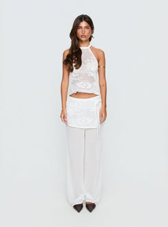 Claudie Layered Lace Straight Leg Pants White