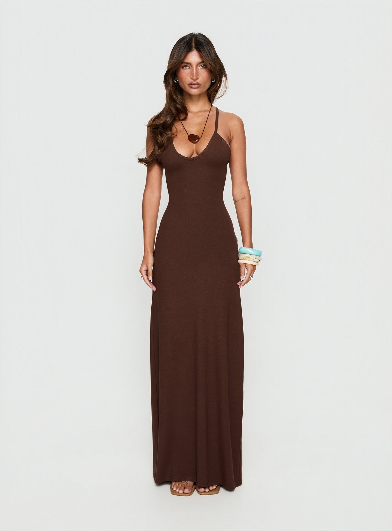 halter tie maxi dress Elanah Waist Tie Halter Maxi Dress Grape