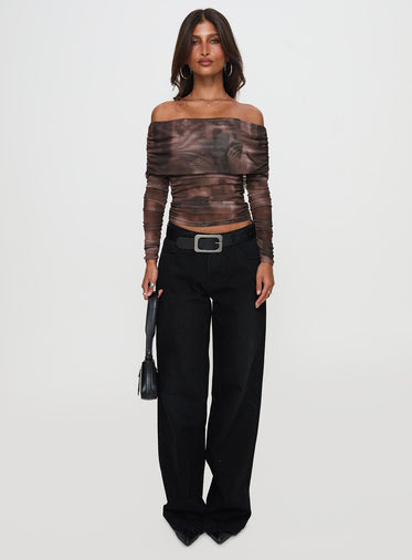 Good Taste Off Shoulder Long Sleeve Top Multi