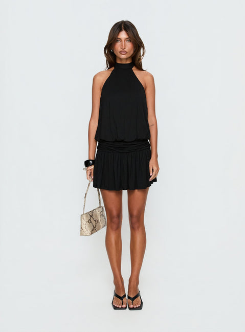 Lealeia Halter Slouch Mini Dress Black