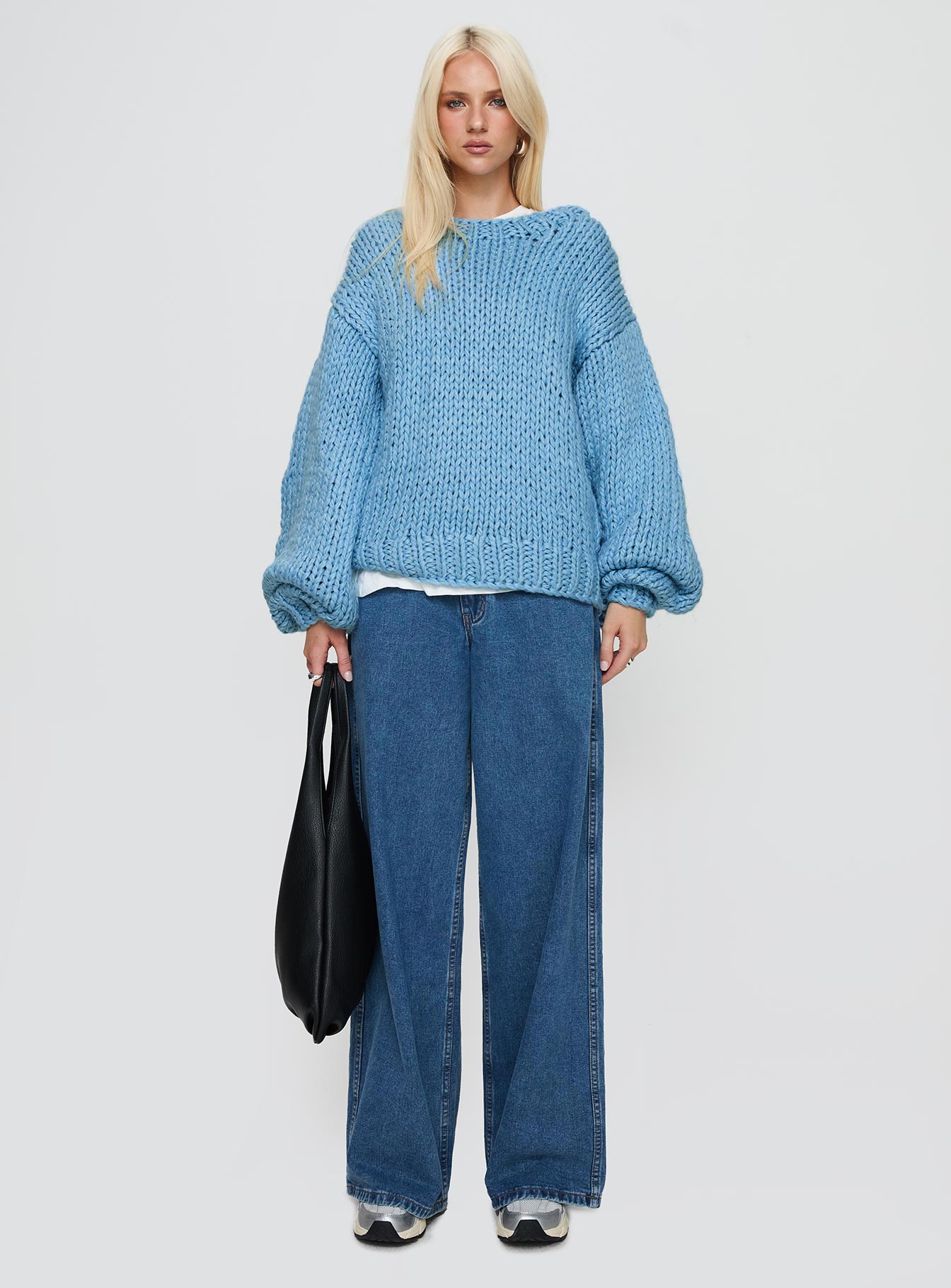 Arrowtown Hand Knit Sweater Blue | Princess Polly