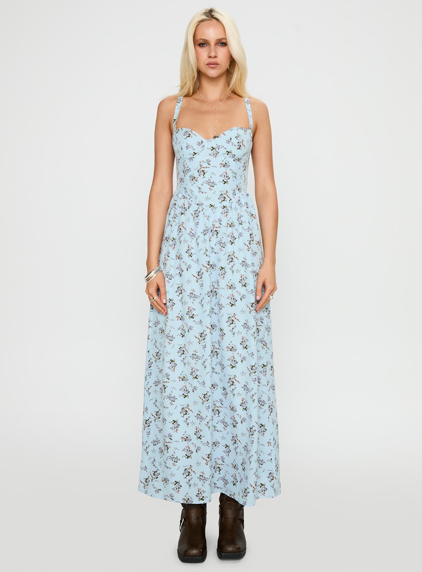 Izebella Maxi Dress Blue Floral | Princess Polly