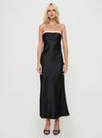 front view of model wearing Princess Polly Phillipa Strapless Maxi Dress Black Straight Neck 