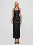 front view of model wearing Princess Polly 1999 Maxi Dress Onyx Straight Neck 