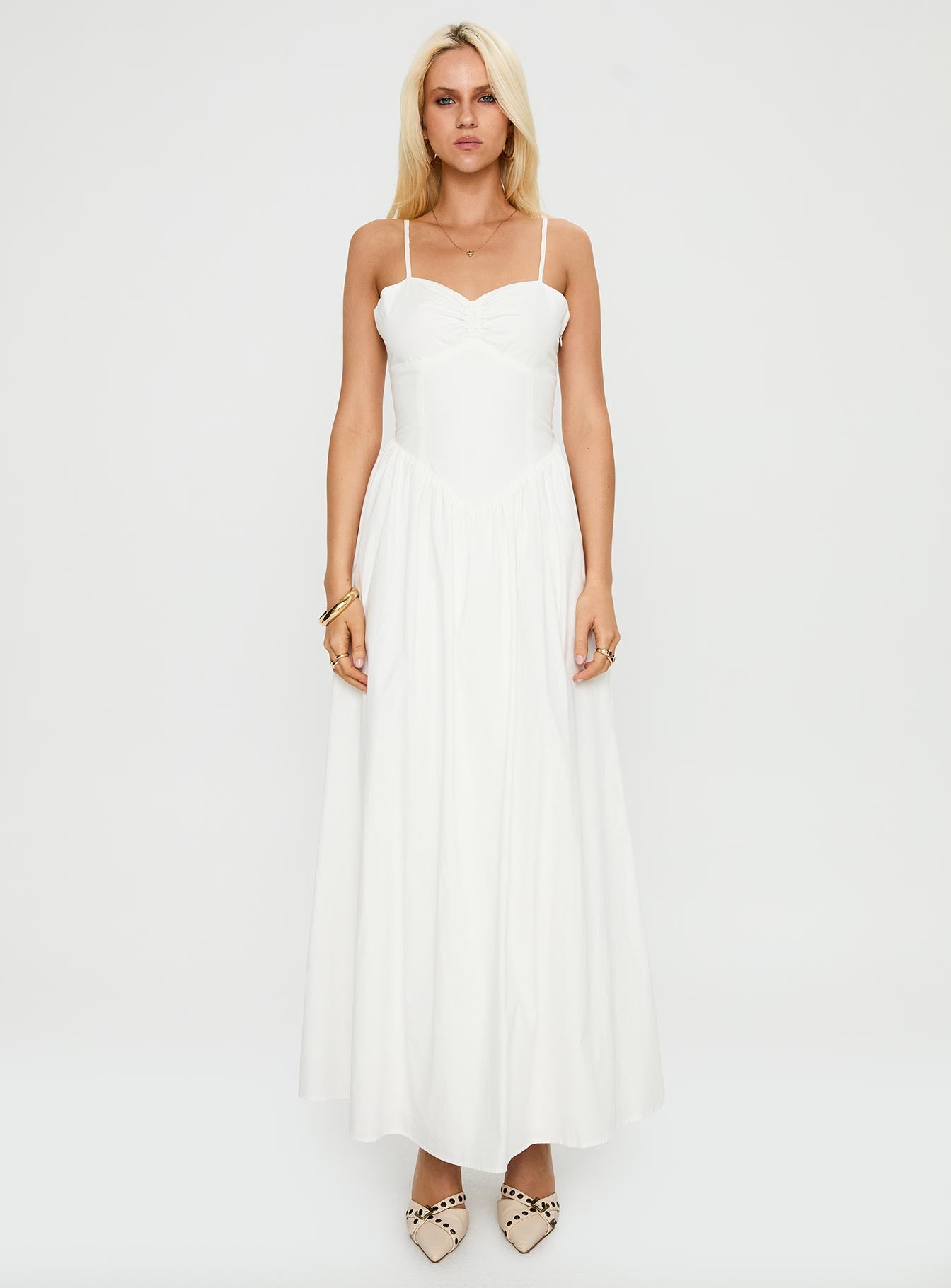 princess polly white long dress Brightwell Backless Maxi Dress | White | Womens