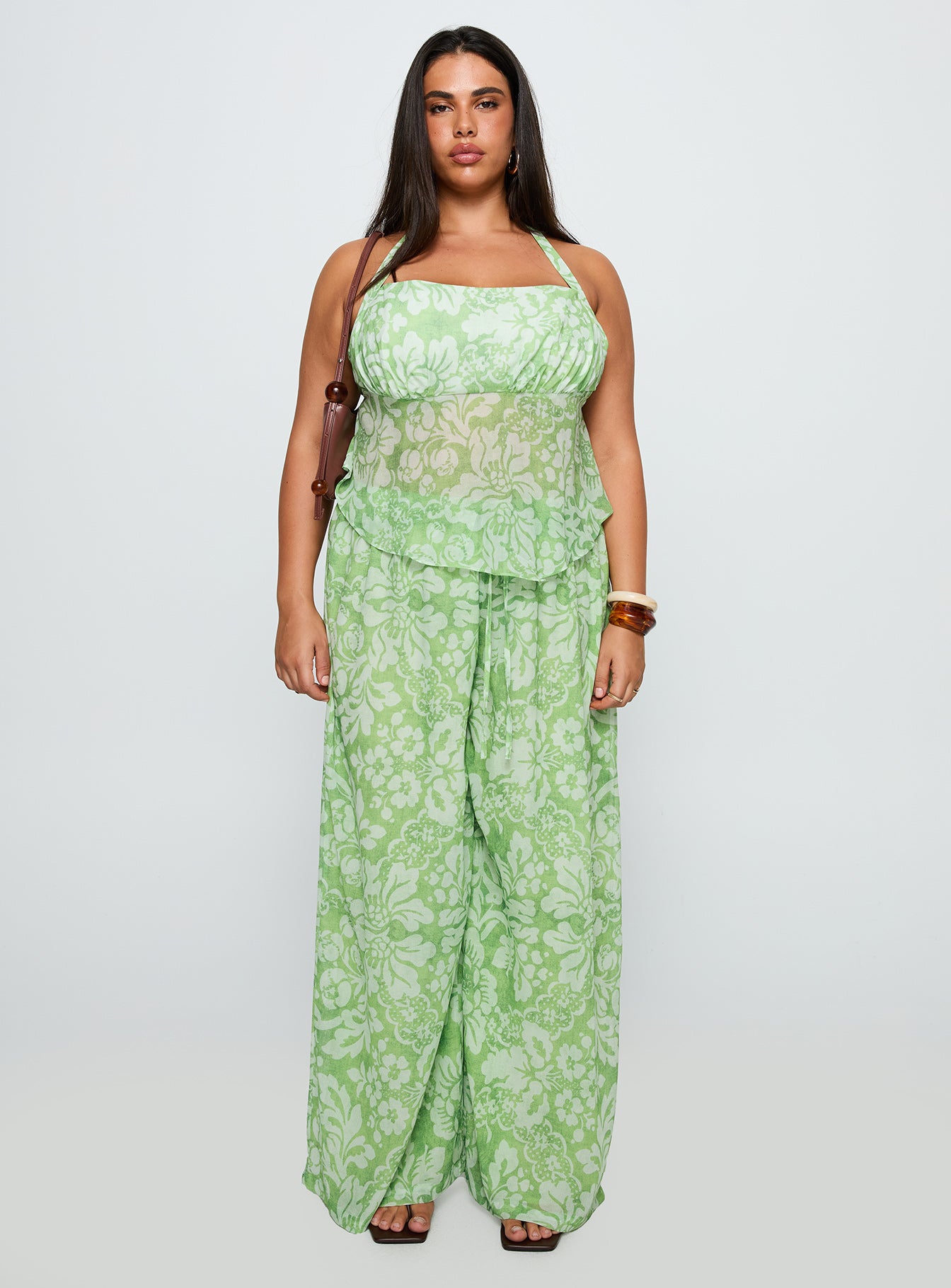 Finesse Pants Curve | Green Floral | Womens | Princess Polly Curve Finesse Pants Curve | Green Floral | Womens | Princess Polly Curve