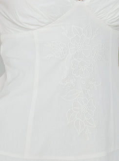 Splashy Lace Trim Mini Dress White