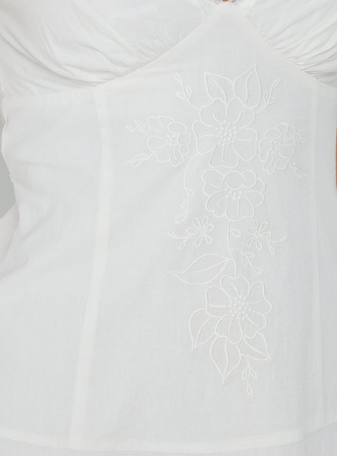Splashy Lace Trim Mini Dress White