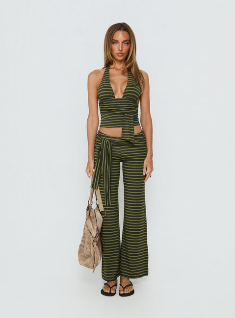 Aprilla Halter Top Green Stripe