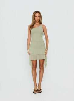 Family Ties Ruched One Shoulder Mini Dress | Green | Womens | Princess Polly Family Ties Ruched One Shoulder Mini Dress | Green | Womens | Princess Polly