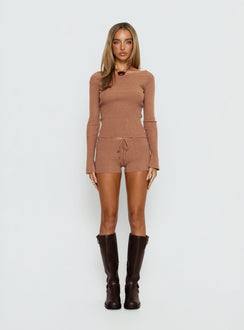 Ahani Low Rise Knit Shorts Mocha