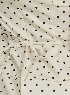 Italiana Layered Lace Mini Dress Cream Polka Dot