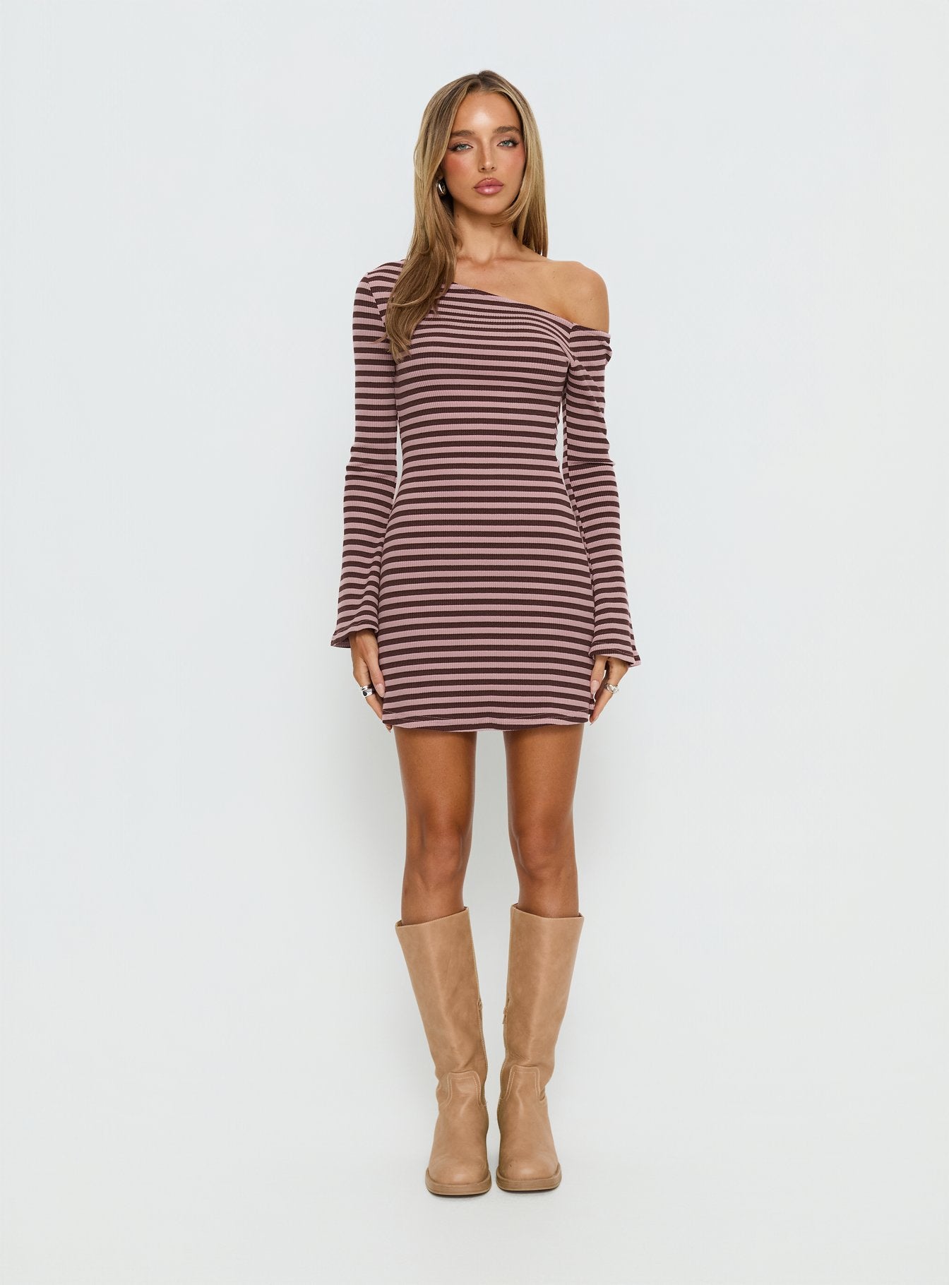 off the shoulder striped mini dress Collusion - Off The Shoulder Mini Dress - Women - Polyester - L