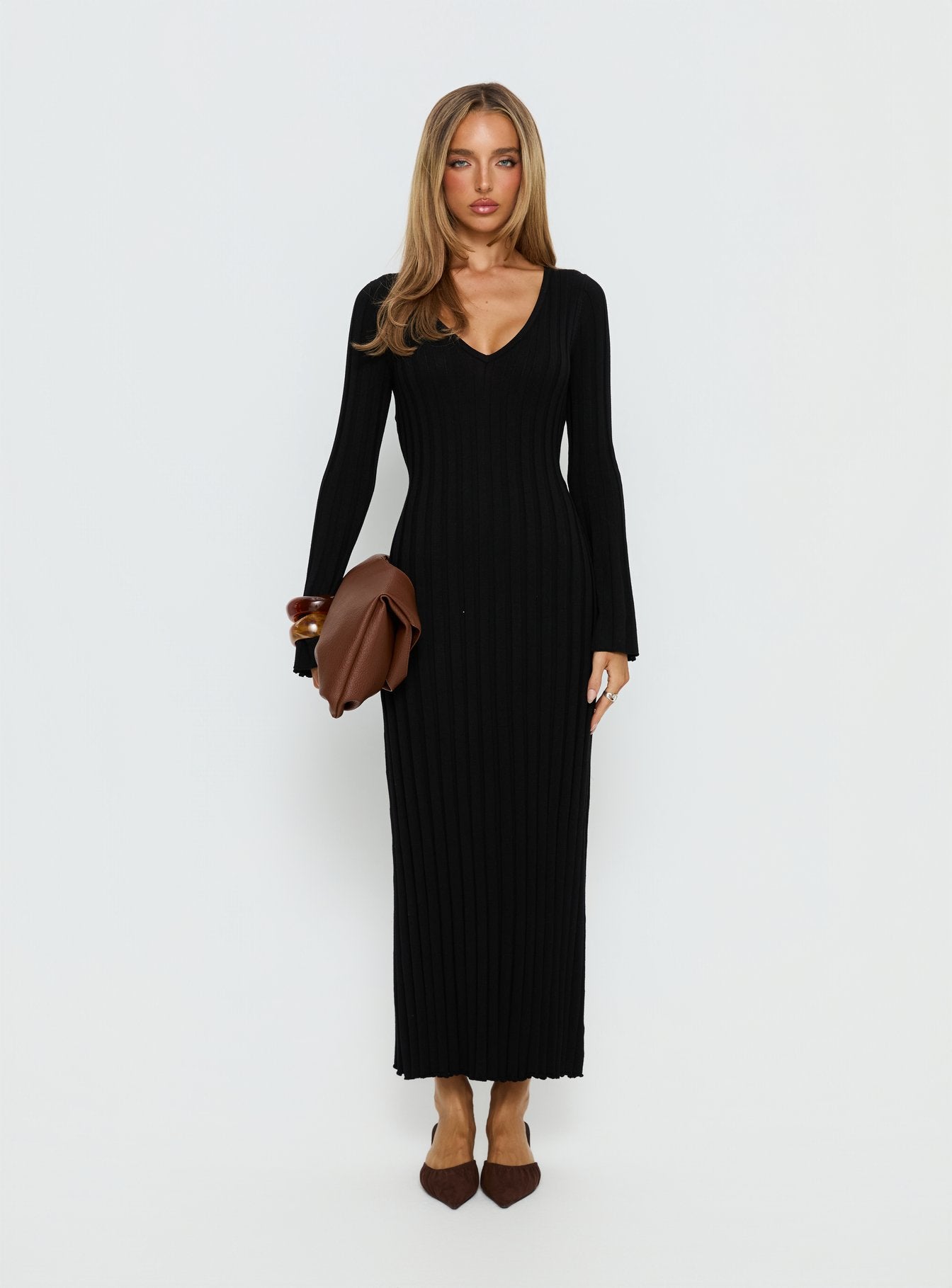 Gratuita Long Sleeve Rib Maxi Dress | Black | Womens | Princess Polly Gratuita Long Sleeve Rib Maxi Dress | Black | Womens | Princess Polly