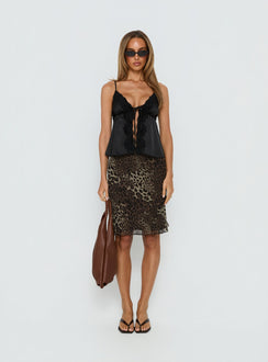 Carmila Satin Tie Detail Top Black