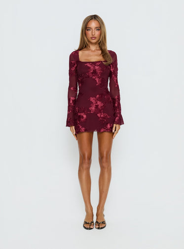 knee length dresses for ladies Ulla Johnson Simona Silk Long Sleeve Mini Dress Peony main image 1