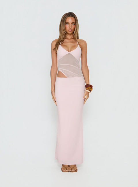 pink sheer dress Afinity Sheer V Neck Maxi Dress | Pink | Womens