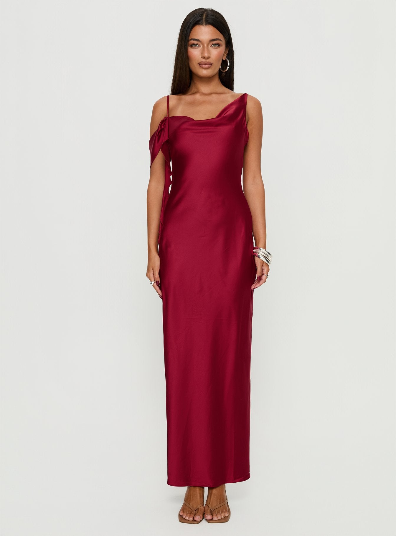 Silah Cowl Neck Maxi Dress Red