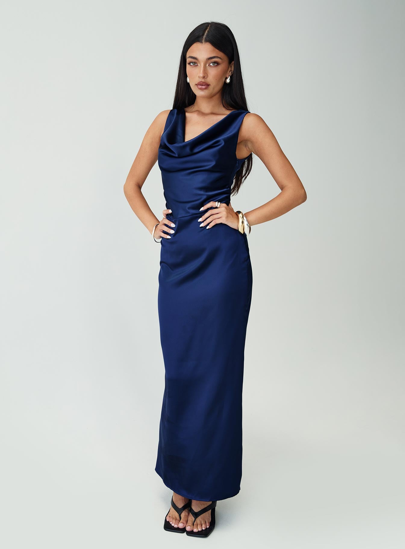 soprano halter dress Milen | Minimalist Halter Neck Gown with Detachable Bubble Train