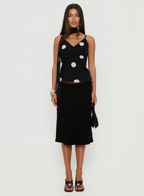 Jenae Scarf Detail Cami Top Black / White Polka