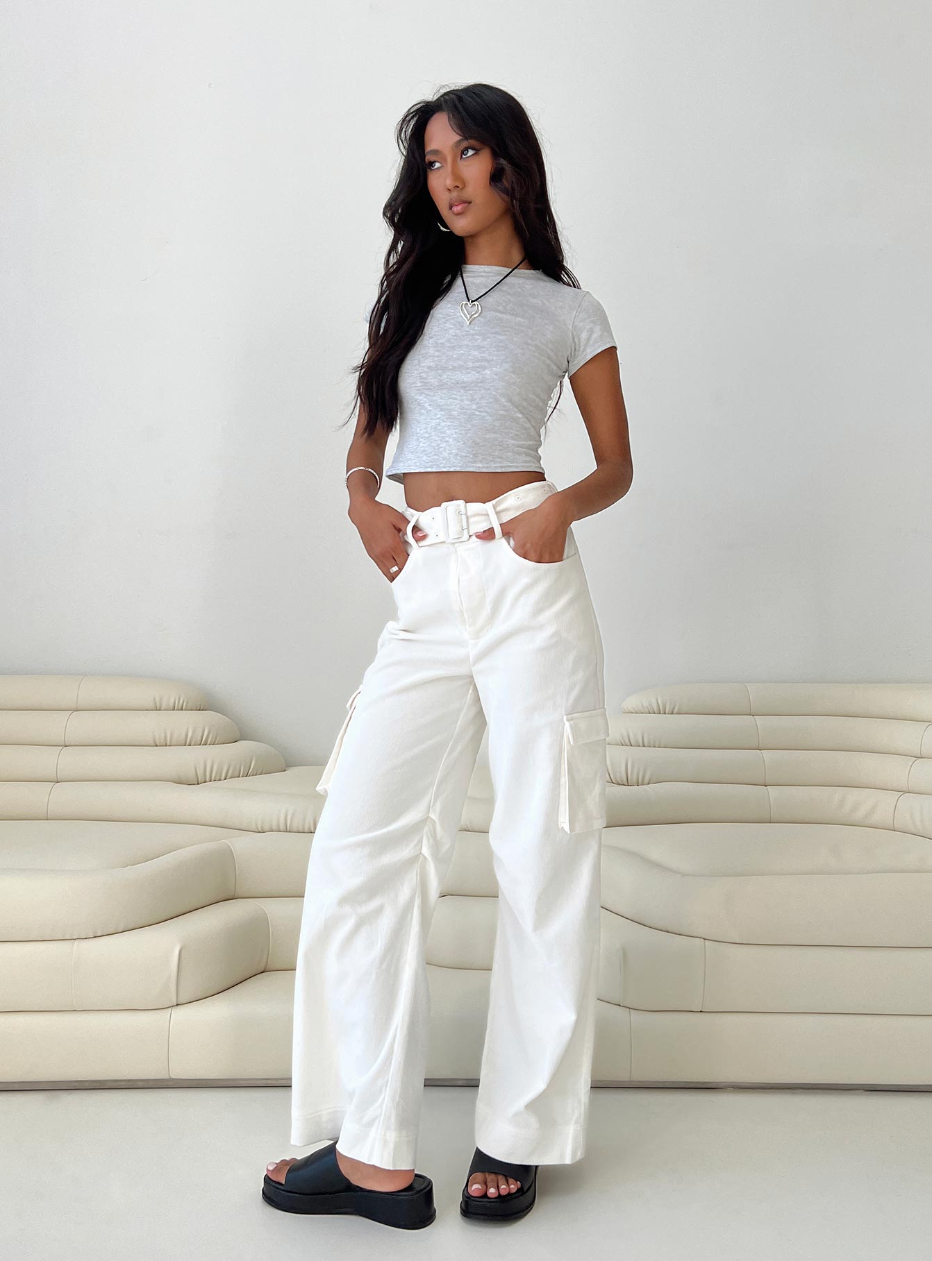 Buy LOOSE PARACHUTE WHITE CARGO PANTS for Women Online in India