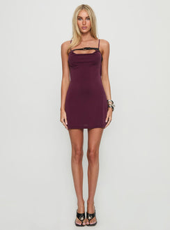 Kalissa Cowl Belted Mini Dress Mauve