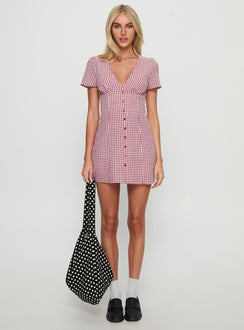 Loveliness Playsuit Red Check Petite
