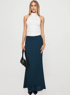   front view of model wearing Princess Polly Sophia Maxi Skirt Navy Maxi 