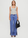 front view of model wearing Princess Polly Lorinzo Low Rise Jeans Electric Blue Mid Rise 