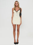 Princess Polly V-Neck  Nolane Mini Dress Cream