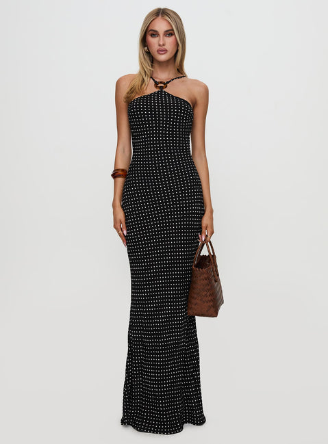 evyn dress princess polly Evienna Halter Maxi Dress Blue Check