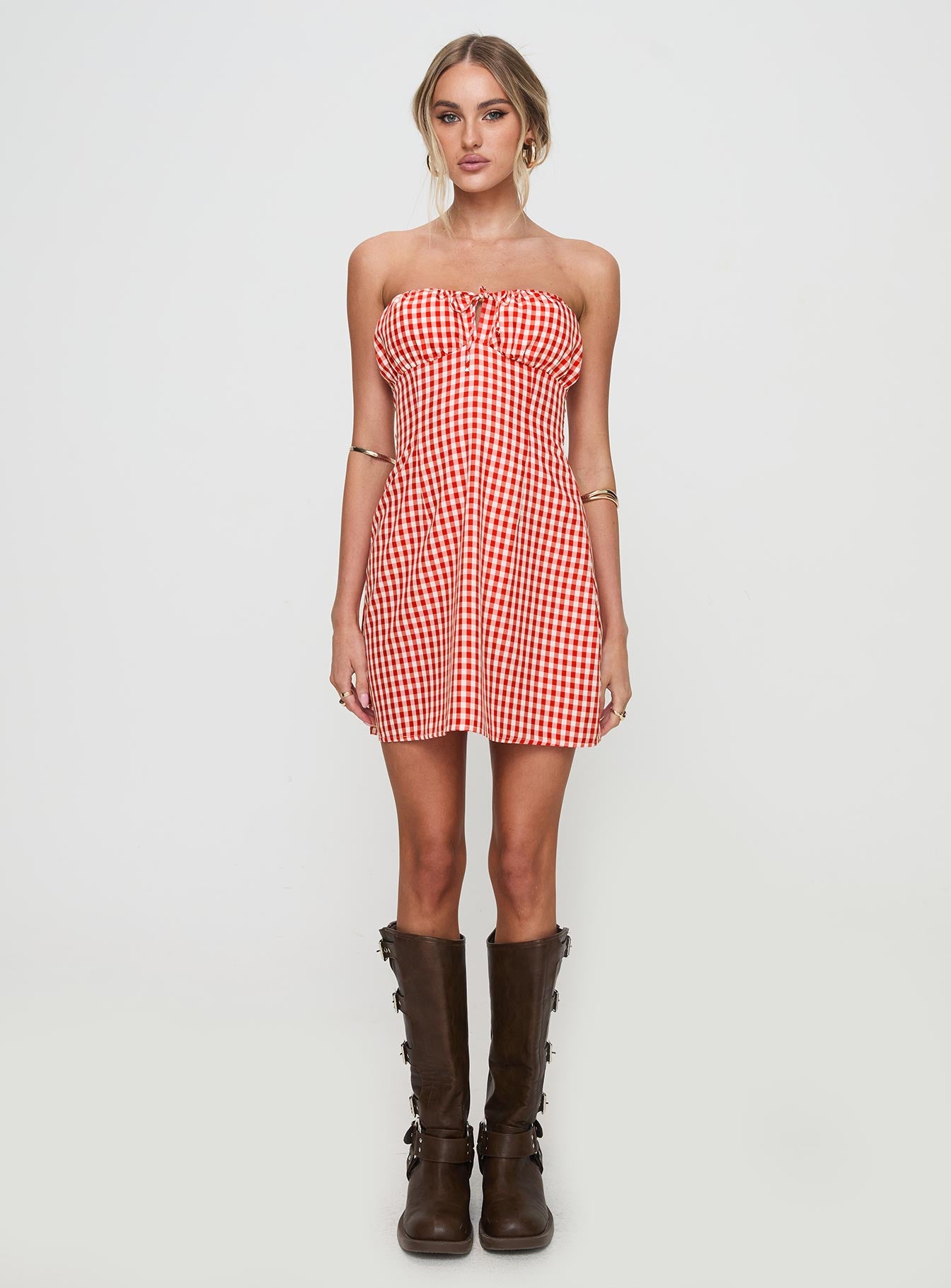 Double Date Mini Dress Red Gingham Double Date Mini Dress Red Gingham
