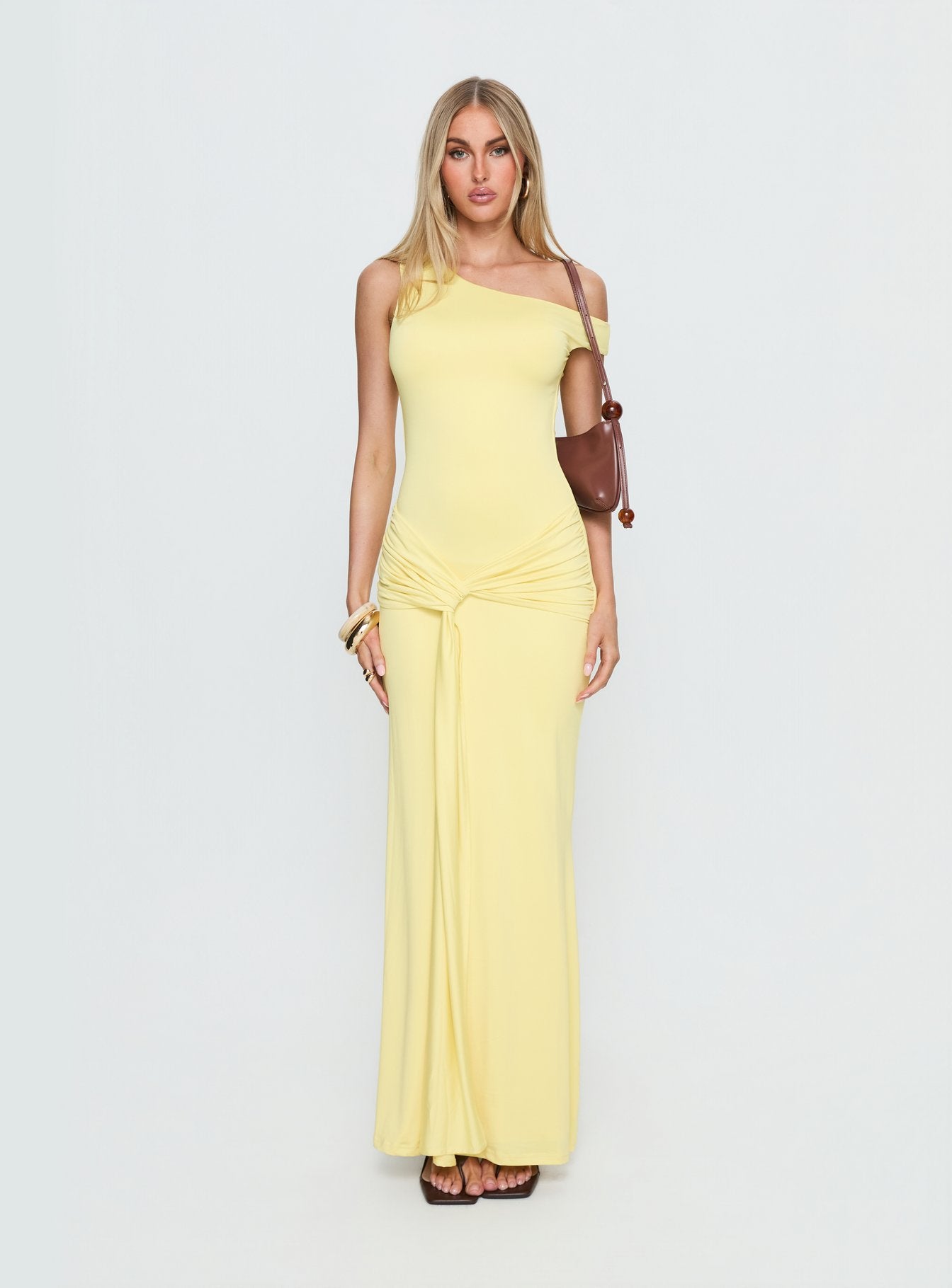 Get Lucky Drape One Shoulder Maxi Dress | Lemon Yellow | Womens | Princess Polly Lower Impact Get Lucky Drape One Shoulder Maxi Dress | Lemon Yellow | Womens | Princess Polly Lower Impact