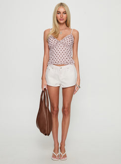 Attley Ruffle Cami Top Pink Polka