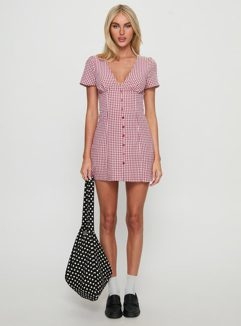 Loveliness Playsuit Red Check Tall