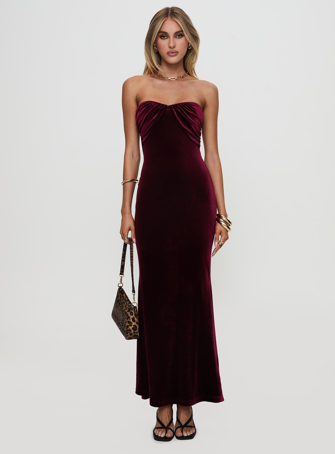 Irena Strapless Maxi Dress | Burgundy | Womens | Princess Polly Irena Strapless Maxi Dress | Burgundy | Womens | Princess Polly