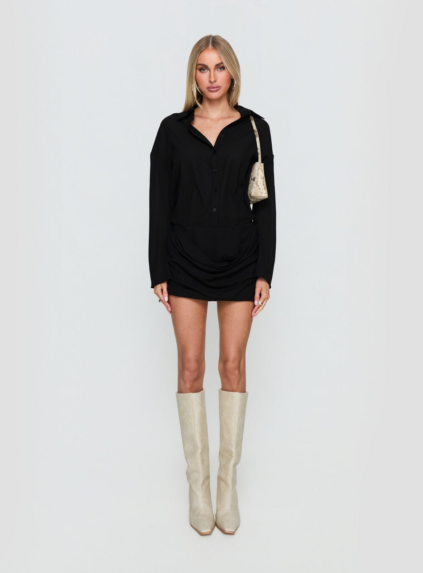 Tareno Long Sleeve Shirt Dress | Black | Womens | Princess Polly Tareno Long Sleeve Shirt Dress | Black | Womens | Princess Polly