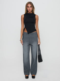 front view of model wearing Princess Polly Workwear Pant Petrol High Waisted Pants 