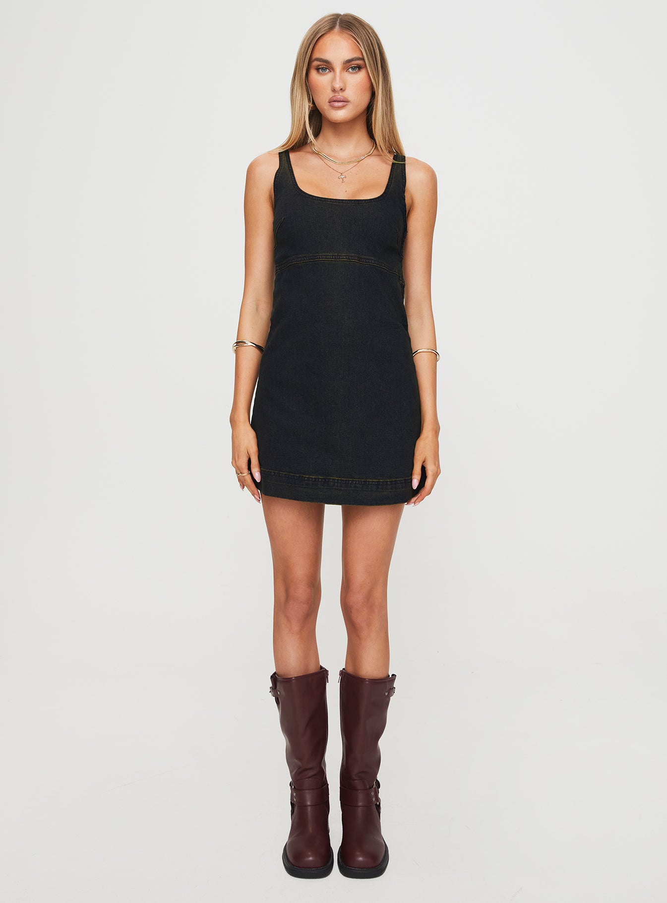 princess polly jean dress Rautha Denim Mini Dress Black