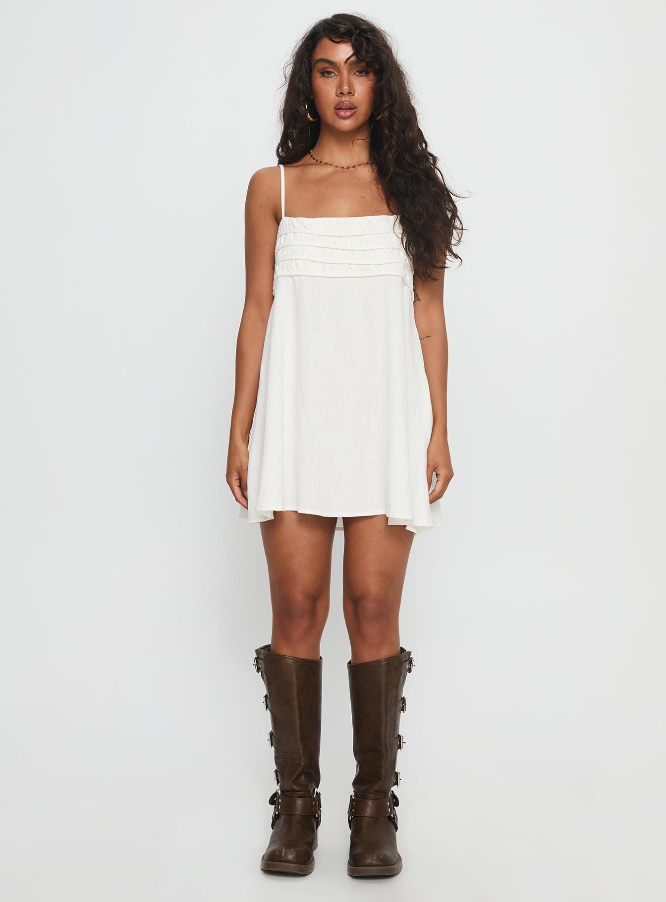Every Breath Linen Shift Mini Dress | White | Womens | Princess Polly Lower Impact Every Breath Linen Shift Mini Dress | White | Womens | Princess Polly Lower Impact