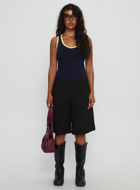 Elionne V Neck Contrast Top Navy / Yellow