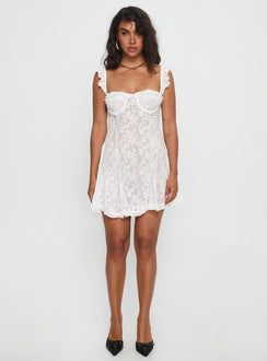 Mariea Lace Frill Mini Dress White | Princess Polly Mariea Lace Frill Mini Dress White | Princess Polly