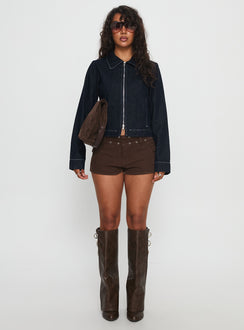 Reno Eyelet Micro Shorts Brown Wash