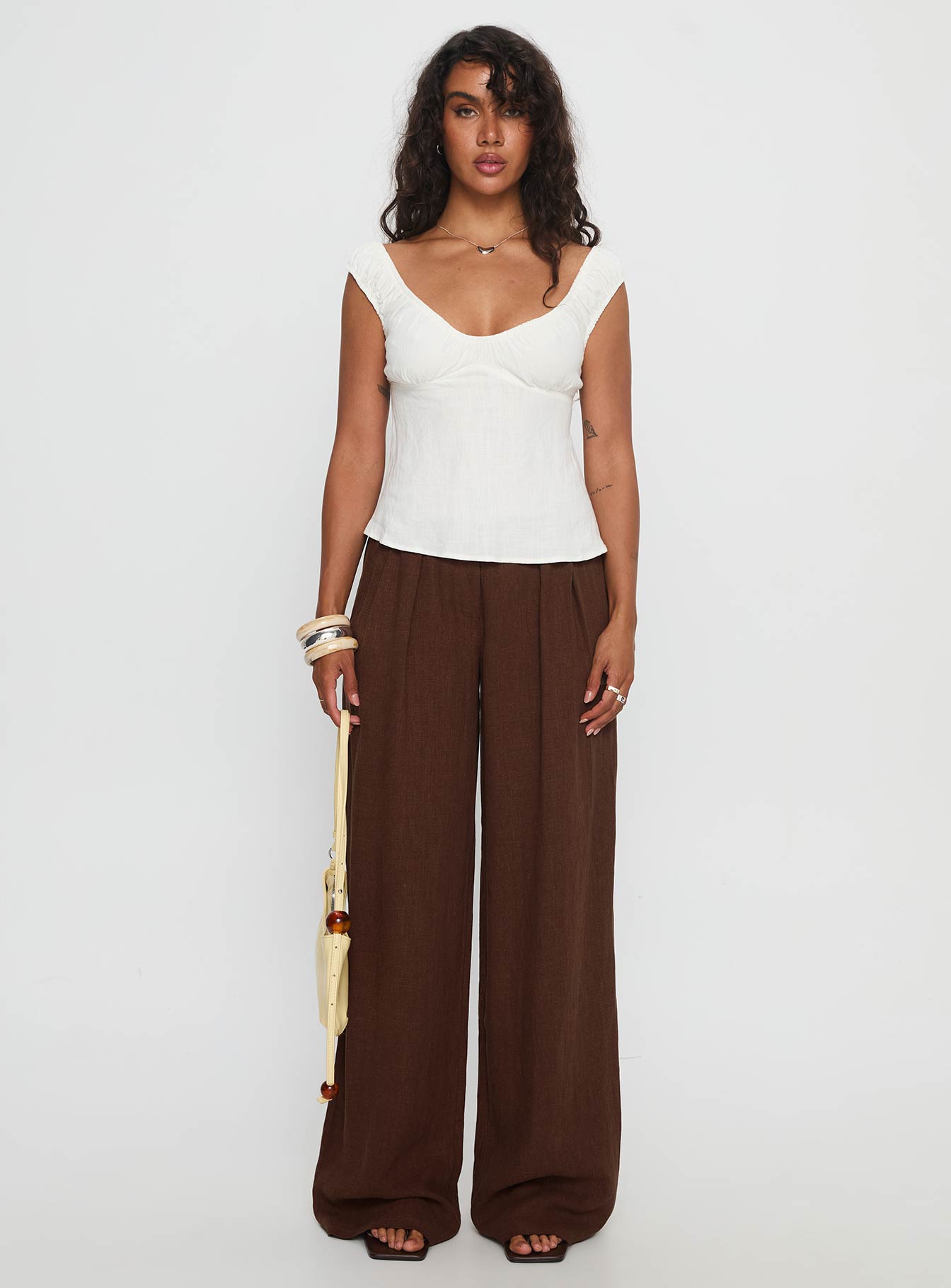 With Pleasure Puff Sleeve Linen Blouse Top White | Princess Polly