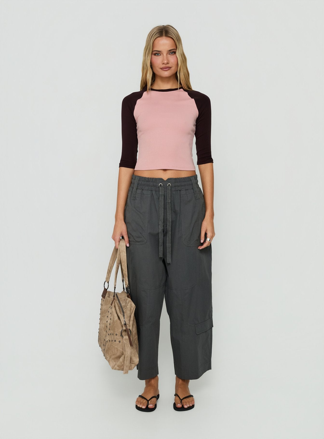 Kikkie 3/4 Sleeve Raglan Pink / Plum