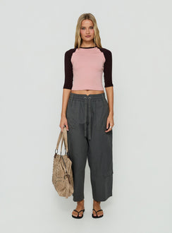 Kikkie 3/4 Sleeve Raglan Pink / Plum