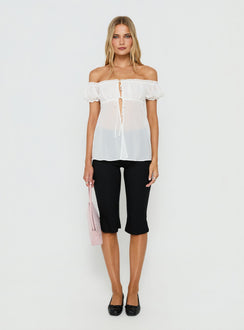 Elenah Chiffon Off Shoulder Babydoll Top White