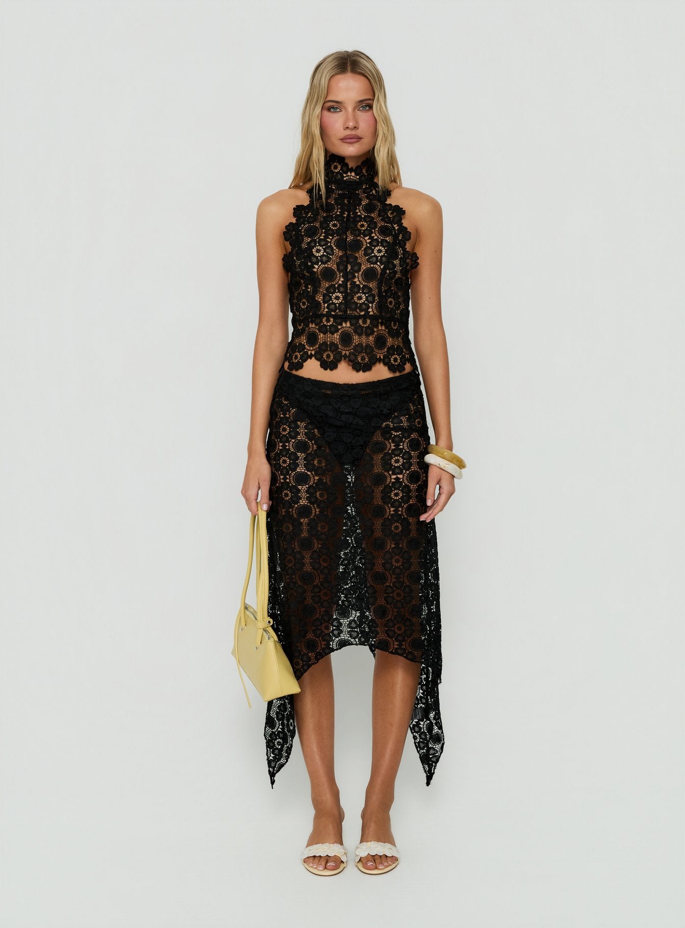 Trophy Sheer Halter Top Black